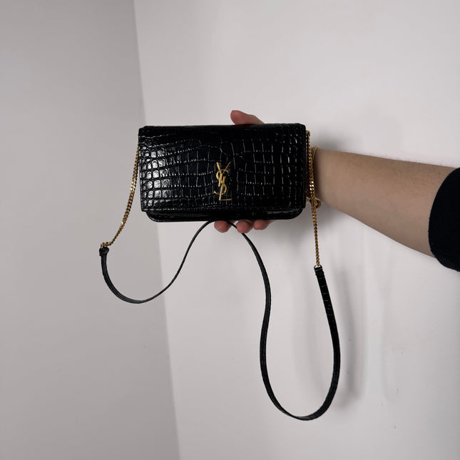 Sac saint Laurent Phone case enbossé crocodile