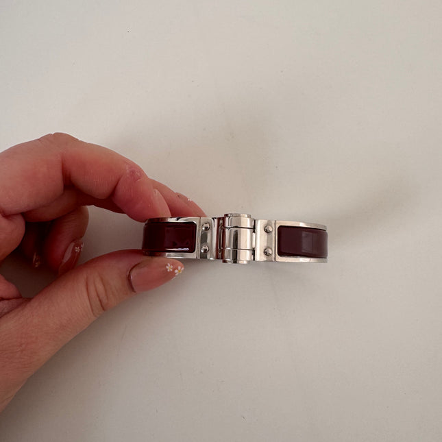 Bracelet Hermès Charnière émail bourgogne S