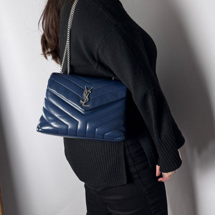 Sac Loulou Small Saint Laurent Bleu Marine