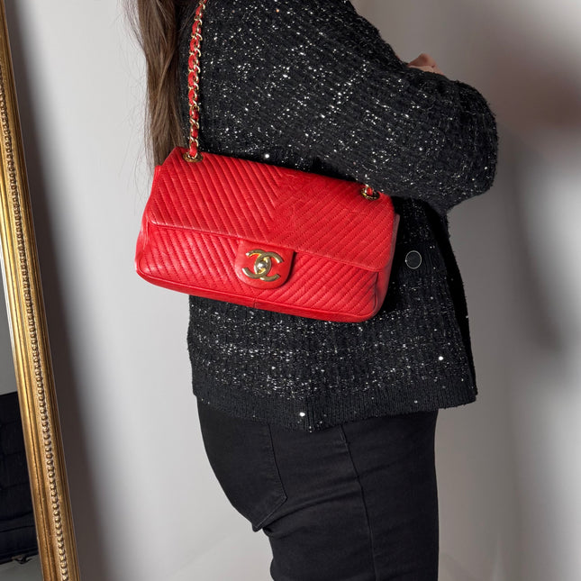 Sac chevrons Chanel Rouge