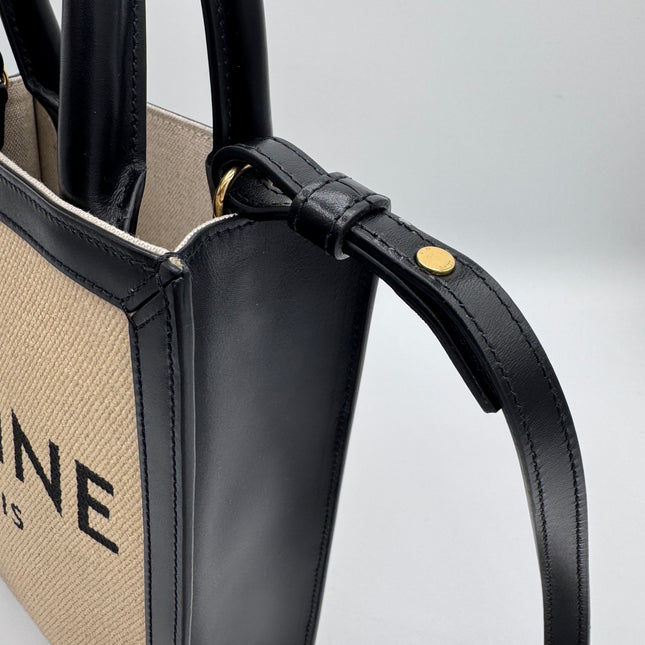 Sac Celine Cabas Vertical Toile Beige