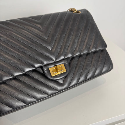 Sac Chanel 2.55 Chevrons 28cm Gris Irisé
