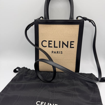 Sac Celine Cabas Vertical Toile Beige