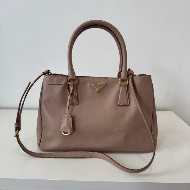 Sac Prada Galleria moyen vieux rose