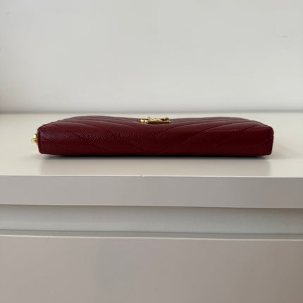 Portefeuille Saint Laurent Cassandre zip Bordeaux