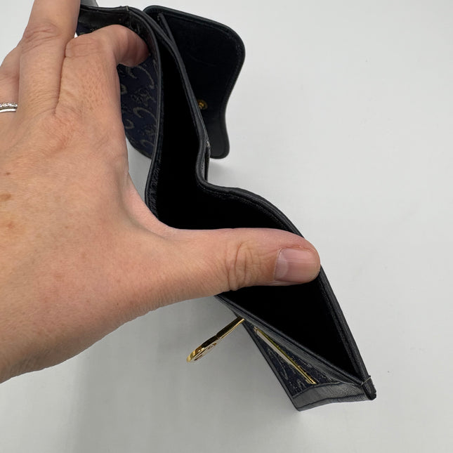 Portefeuille Céline vintage marine fermoir calèche