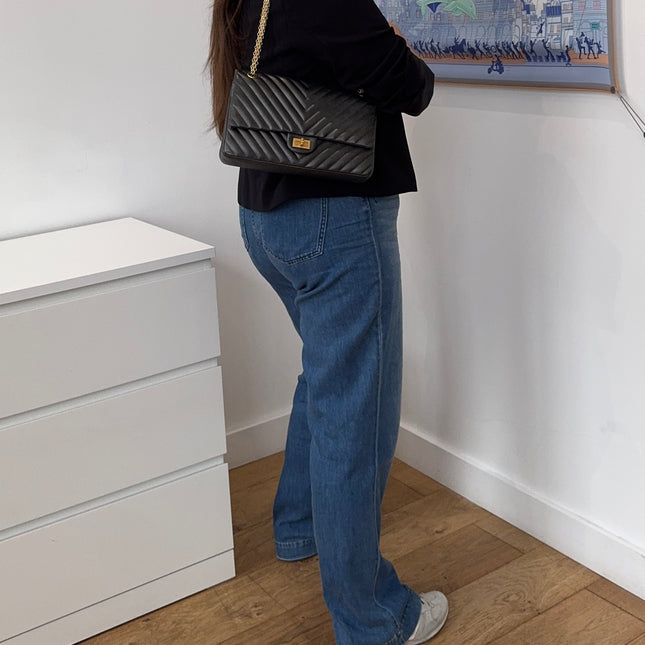 Sac Chanel 2.55 Chevrons 28cm Gris Irisé
