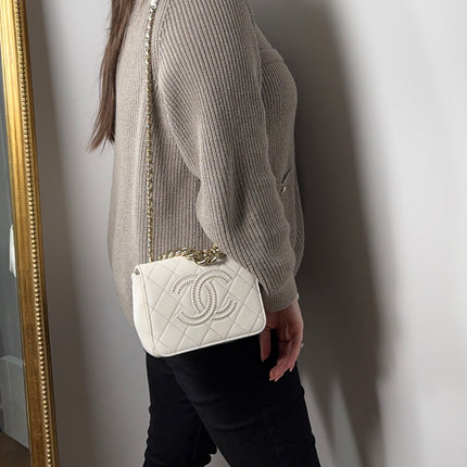 Sac Chanel caméra blanc cassé