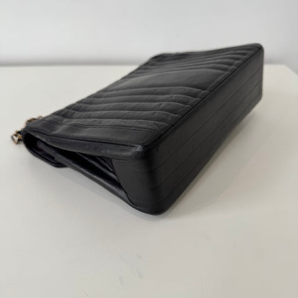 Sac Chanel Épaule Vintage Chevrons Noir