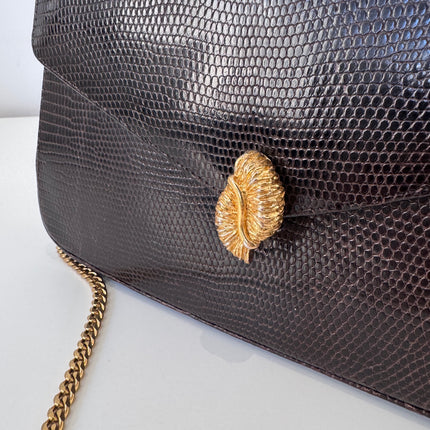 Sac Dior Vintage lézard marron