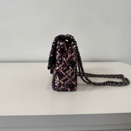 Mini sac classique Chanel Sequins Violet