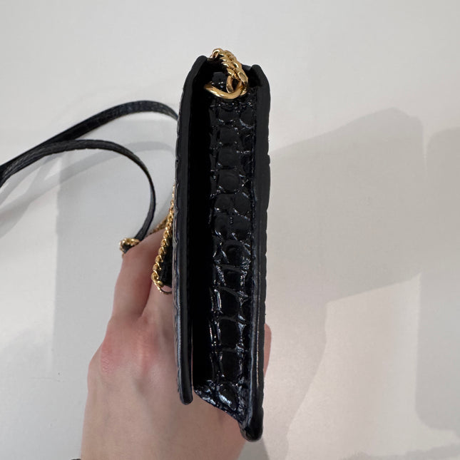 Sac saint Laurent Phone case enbossé crocodile
