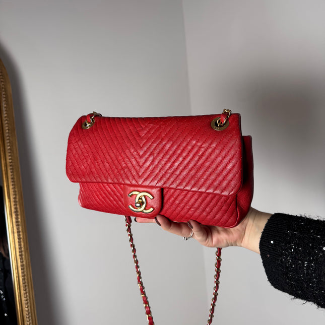 Sac chevrons Chanel Rouge