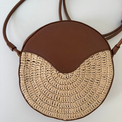 Sac Saint Laurent rond cuir et raphia
