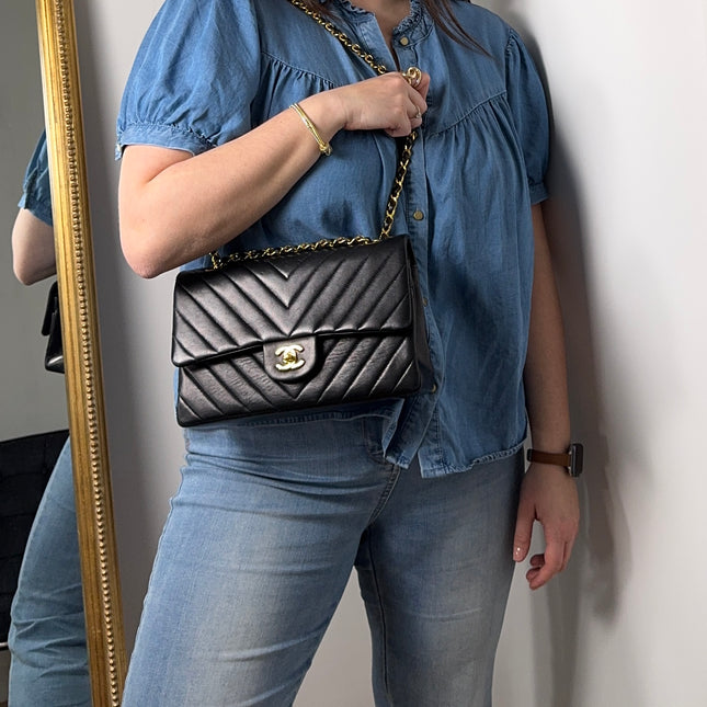Sac Chanel Timeless 25 cm Chevrons Noir
