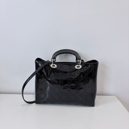 Sac Dior Lady Dior Large Noir Vernis