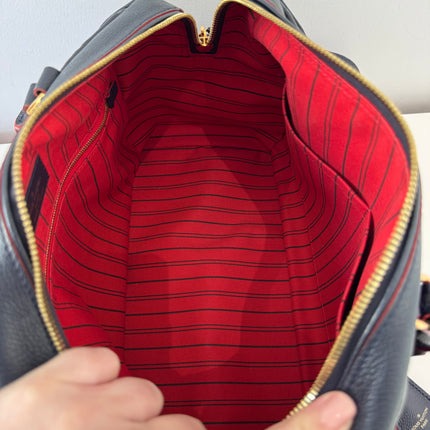 Sac Louis Vuitton Speedy 30 Bandoulière Cuir Empreinte Marine