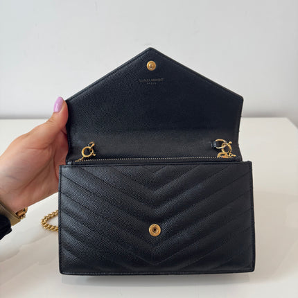 Sac Saint Laurent cassandre enveloppe chain Wallet noir