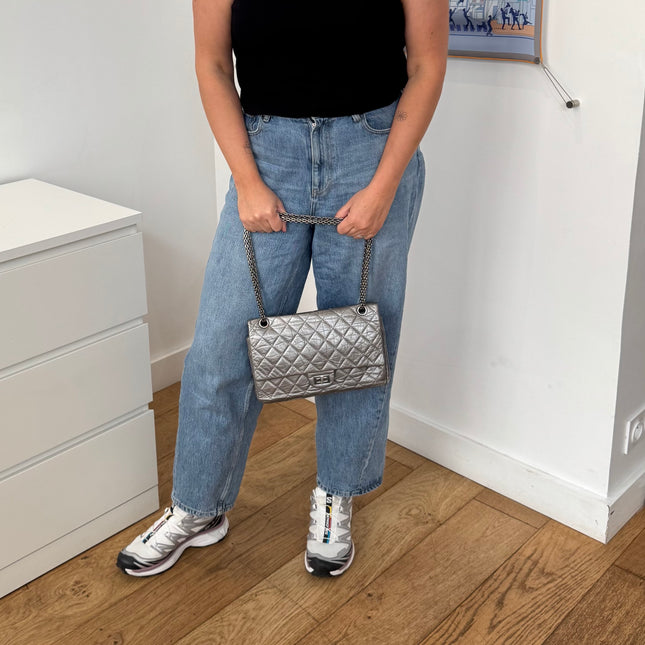 Sac Chanel 2.55 Argent Irisé 28cm