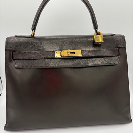 Sac Hermès Kelly 32 vintage marron