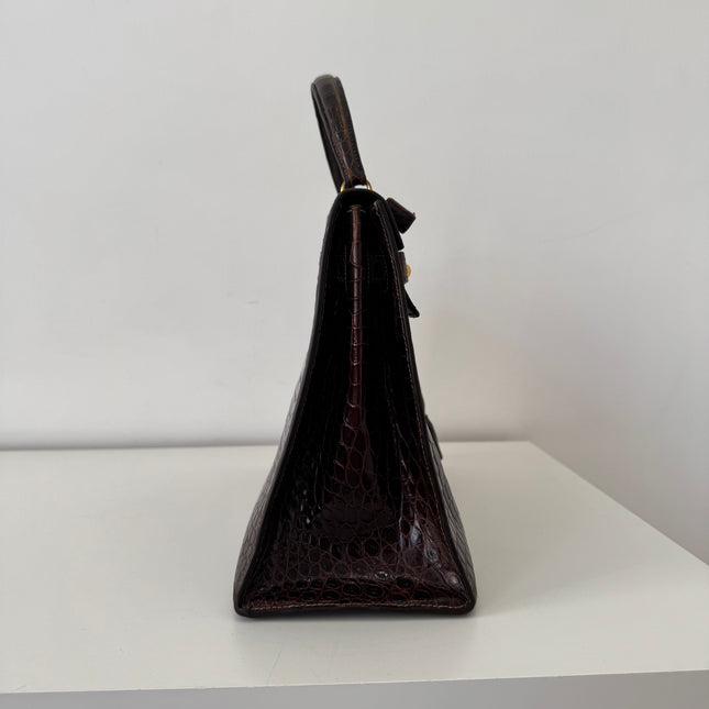 Sac Hermès Kelly 32 Crocodile Chocolat