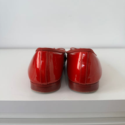 Ballerines Chanel T39 cuir vernis rouge