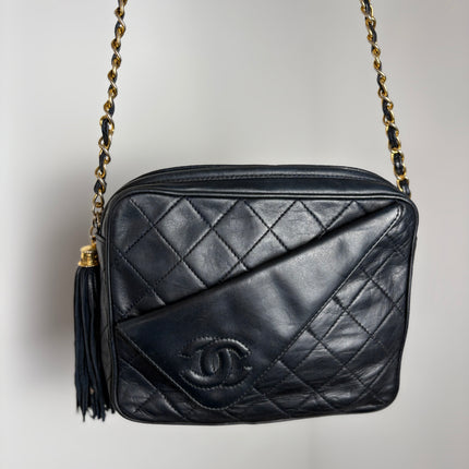 Caméra Chanel vintage bleu nuit