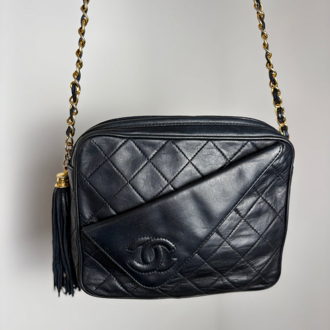 Caméra Chanel vintage bleu nuit