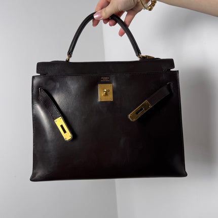 Sac Hermès Kelly 32 vintage marron