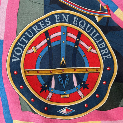 Châle Hermes 140cm Voitures en équilibre