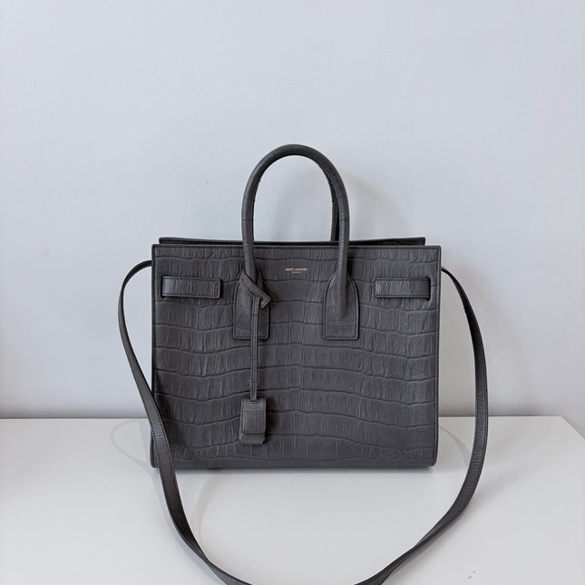 Sac de Jour Saint Laurent Croco Gris Small