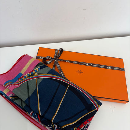 Châle Hermes 140cm Voitures en équilibre