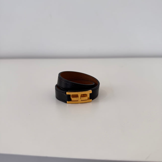 Bracelet Hermès Drag Double Tour noir