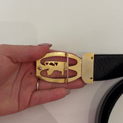 Ceinture Celine cuir noir Calèche T100