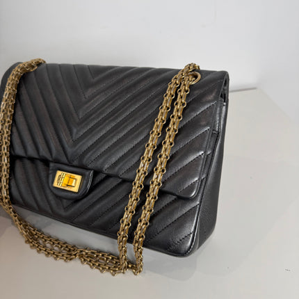 Sac Chanel 2.55 Chevrons 28cm Gris Irisé