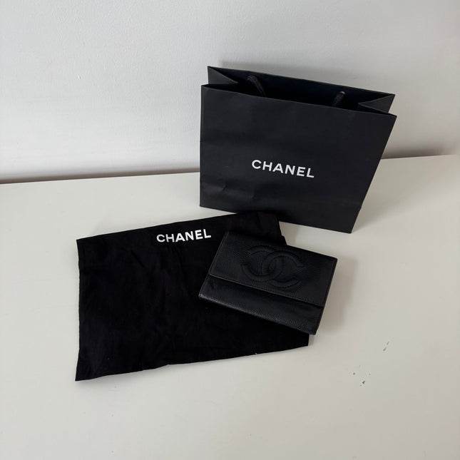 Portefeuille Chanel CC Caviar noir