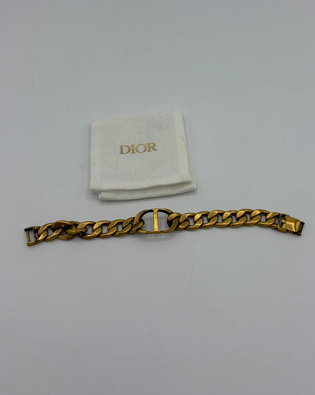 Bracelet Dior CD métal doré vieilli
