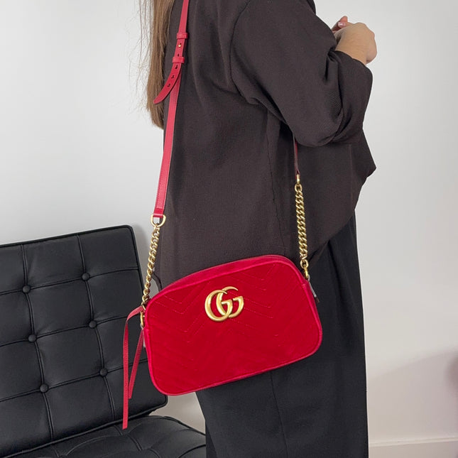 Sac Gucci GG Marmont Velours Velvet Rouge