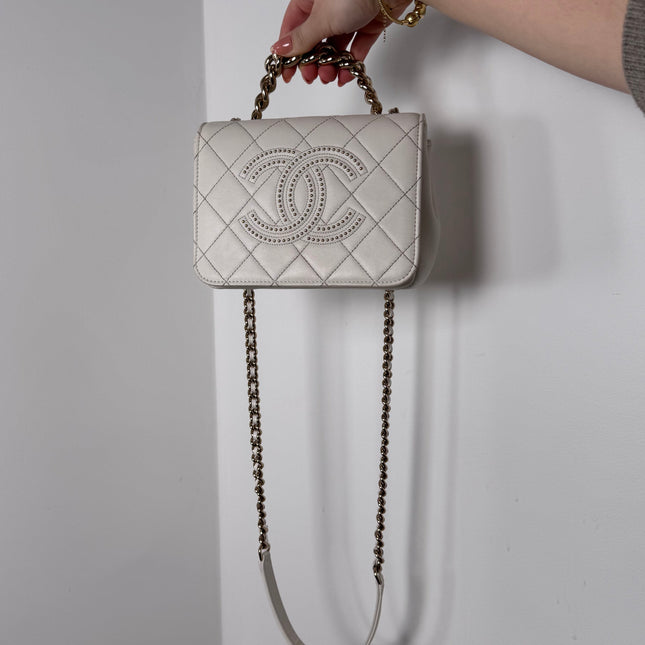 Sac Chanel caméra blanc cassé