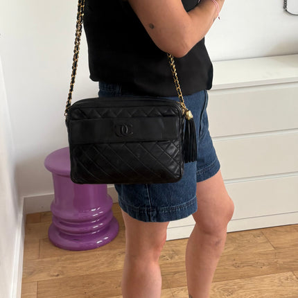 Sac Chanel Caméra GM vintage bleu nuit
