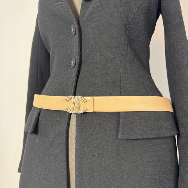 Ceinture Chanel cuir Beige