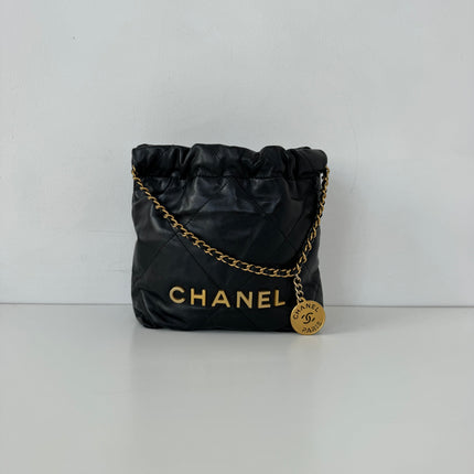 Sac chanel mini 22 cuir noir bandoulière