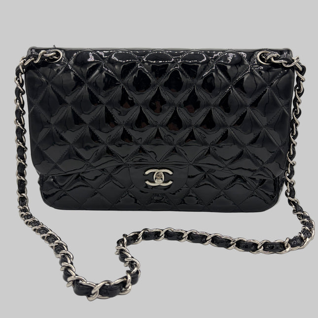 SAC CHANEL GRAND TIMELESS VERNIS NOIR
