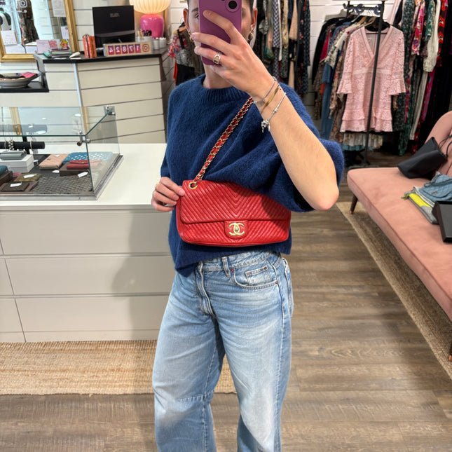 Sac chevrons Chanel Rouge