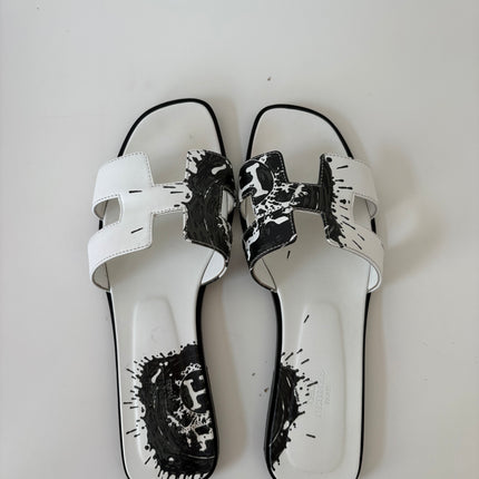 Sandales Hermès Oran Noir et Blanc T40