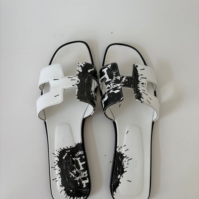 Sandales Hermès Oran Noir et Blanc T40