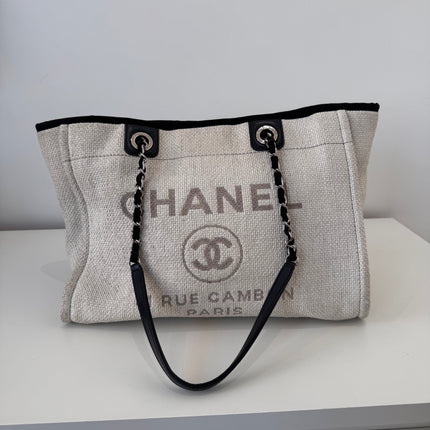 Sac Chanel Deauville medium toile écrue