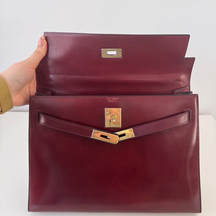 Sac Hermès Kelly 32 box Bordeaux