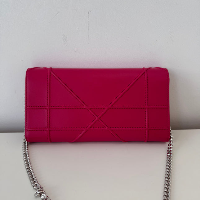 Sac Dior Wallet on chain Diorama rose fushia