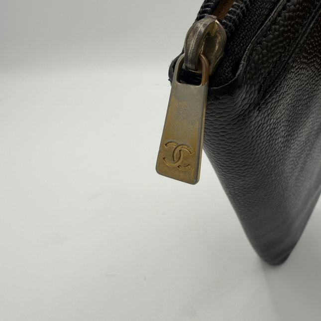 Portefeuille Chanel cuir grainé noir